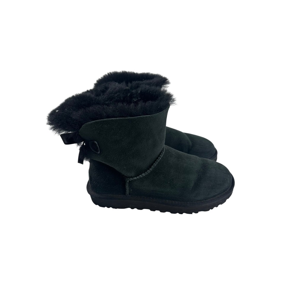 UGG Gita Boots Women 8 Black Good Suede Bow Shearling Ankle 1016507